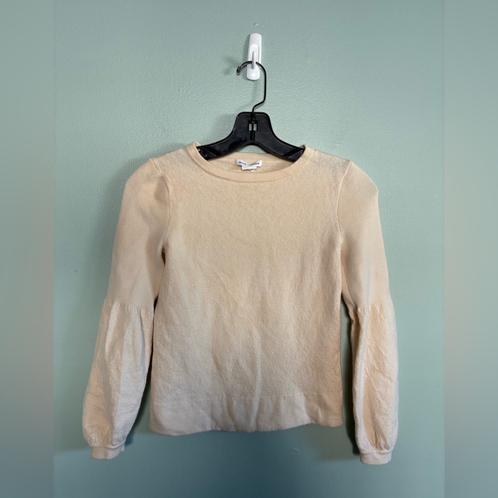 Club Monaco Cream White Long Sleeve Balloon Sweater Top Sz XS